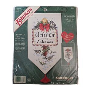 Dimensions Welcome Banner X Stitch Kit Winter Christmas w Wire Hanger 1998
